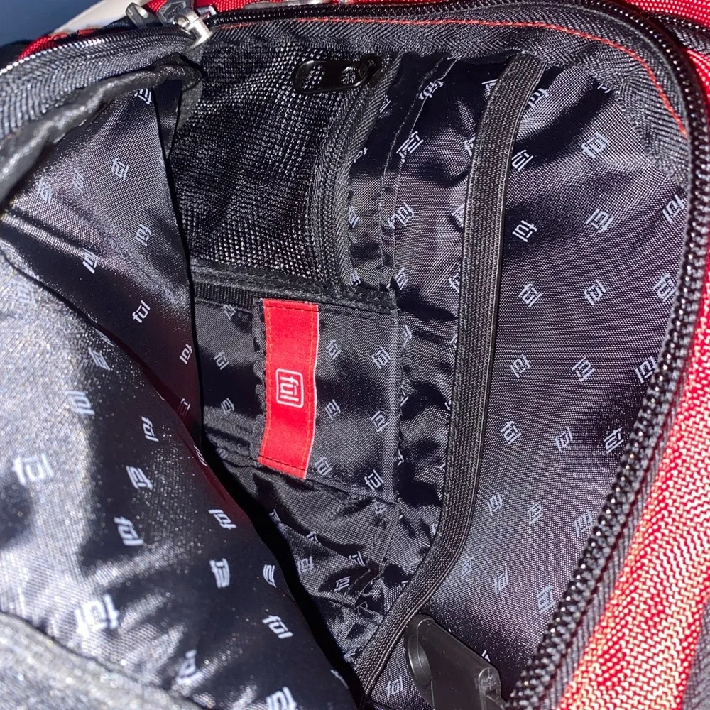 FUL Red Multi-Pocket Backpack with‎ audio port NWOT